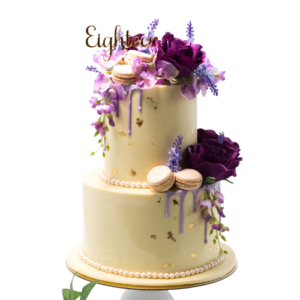 Two Tier Lilac Floral Smash Cake