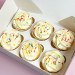 Picture of vanilla cupcakes with confetti sprinkles